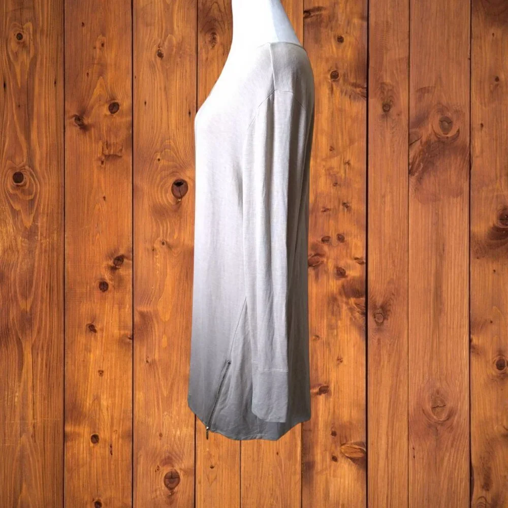 Soma Beige Tunic Shirt Dress Zipper Accent Neutral Cozy Size XL Minimalist